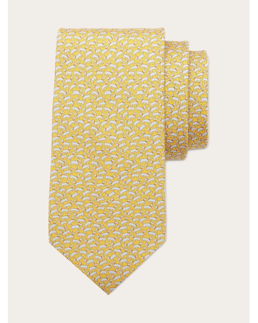 Ferragamo Yellow Tobia Print Silk Tie for men