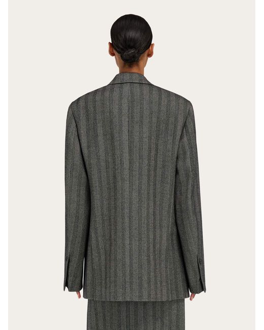 Donna Blazer Doppiopetto Oversize di Ferragamo in Gray