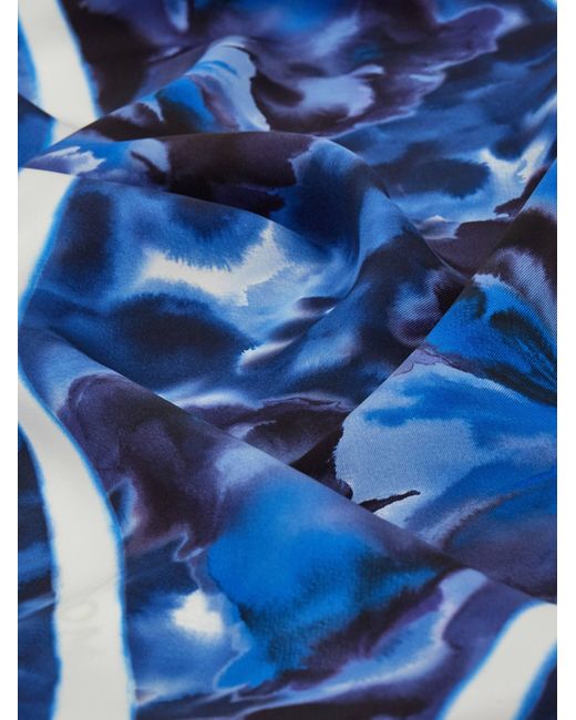 Ferragamo Blue Carnation Print Diamond Scarf