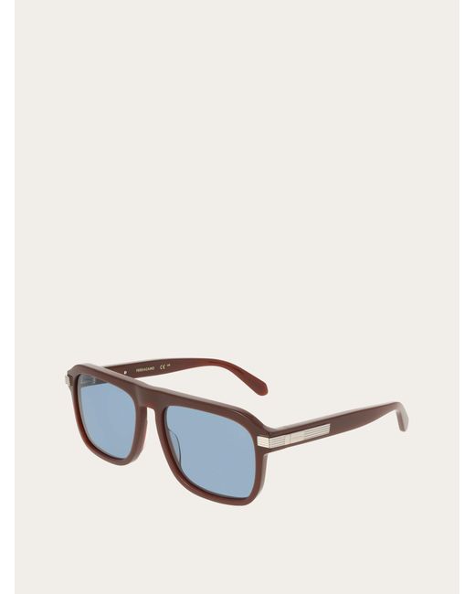 Ferragamo Blue Rectangular Frame Sunglasses for men