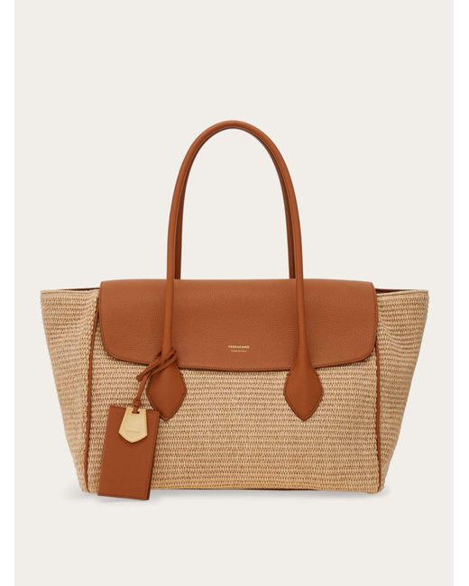 Ferragamo Brown East-West Tote Bag (L)