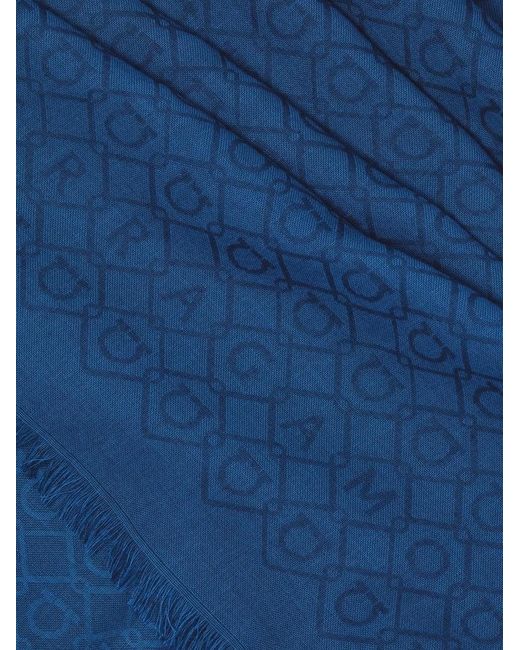 Ferragamo Blue Logo Embellished Stole for men