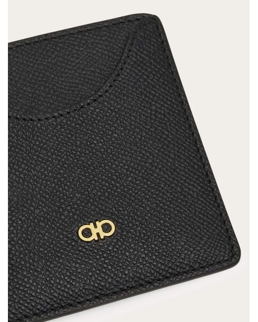 Ferragamo Black Micro Gancini Business Card Holder for men