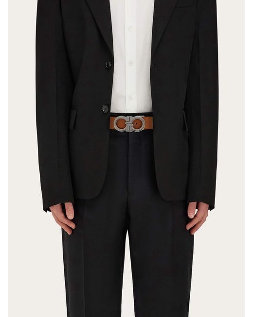 Ferragamo White Reversible And Adjustable Gancini Belt for men