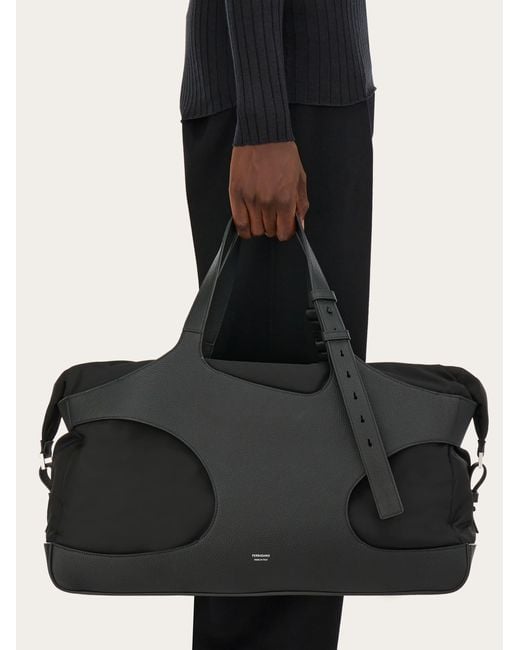 Ferragamo Black Duffle Bag With Cut-Out Detailing for men