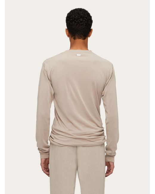 Layered crew neck sweater Ferragamo pour homme en coloris Natural