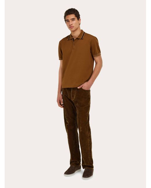 Ferragamo Brown Short Sleeve Polo Shirt for men
