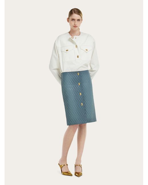 Ferragamo Blue Quilted Nappa Skirt