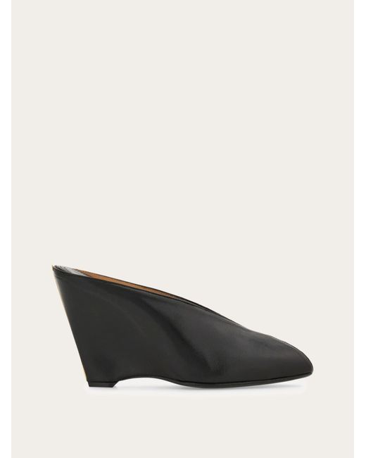 Ferragamo Black Peep Toe Mule