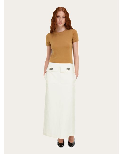 Ferragamo White Long Skirt