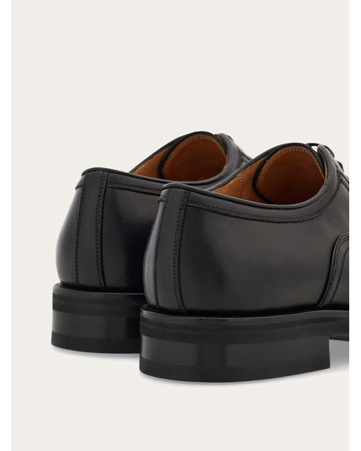 Ferragamo Black Oxford Shoe With Broguing Detail for men