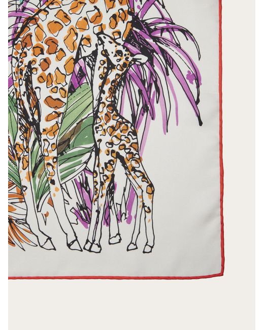 Ferragamo Multicolor Jungle Print Silk Foulard