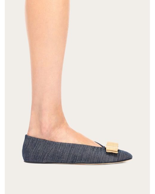 Ferragamo Blue Vara Bow Ballet Flat .5