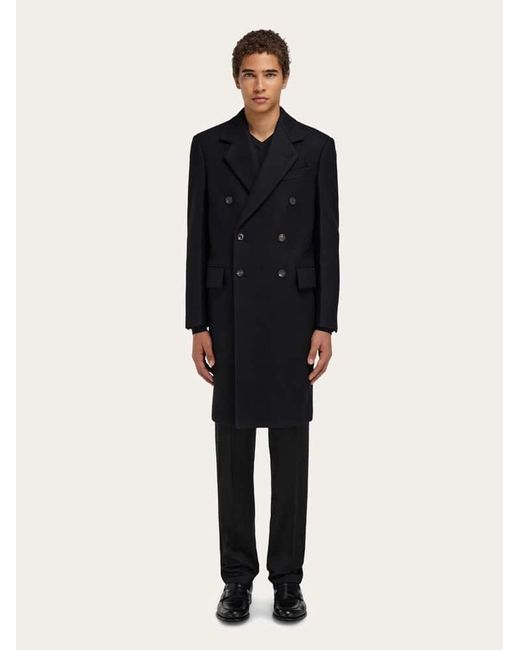 Ferragamo Black Double Breasted Coat for men