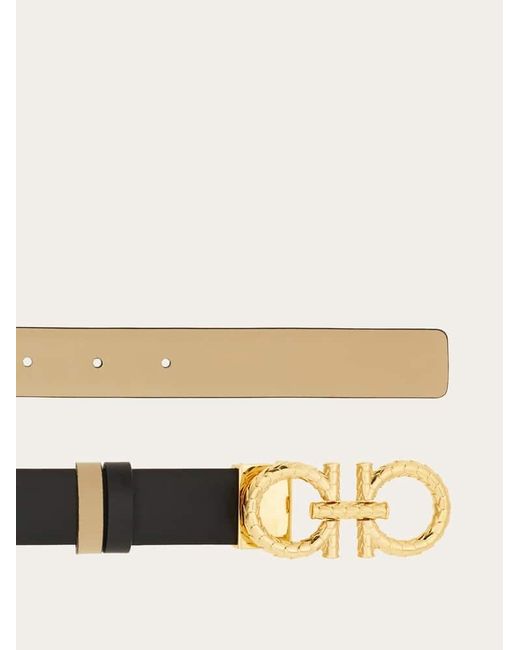 Ferragamo White Adjustable And Reversible Gancini Belt