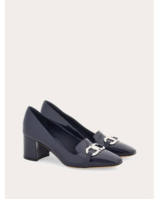 Ferragamo Blue Gancini Ornament Pump .5