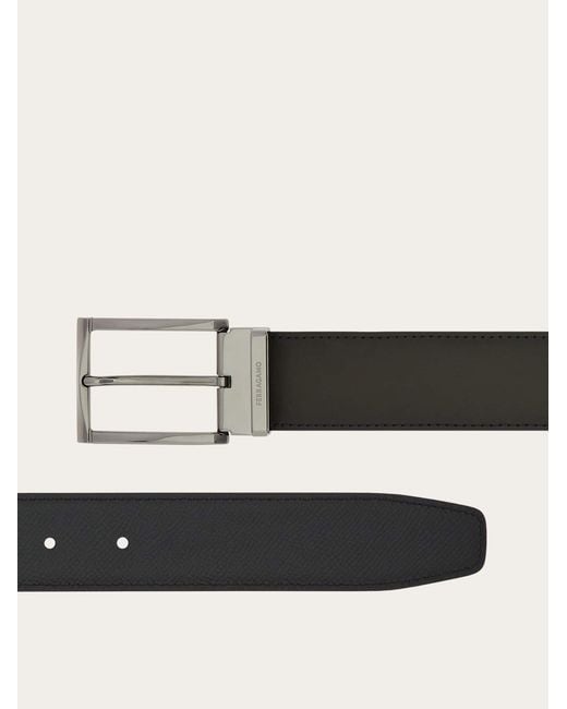 Ferragamo Black Reversible And Adjustable Belt for men