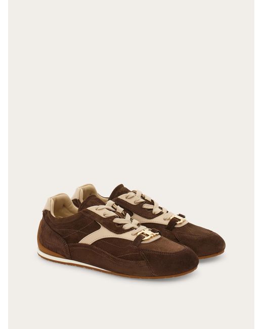 Ferragamo Brown Gancini Ornament Sneaker