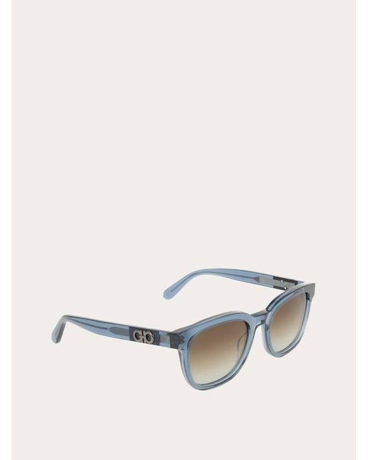 Ferragamo Blue Square Frame Sunglasses for men