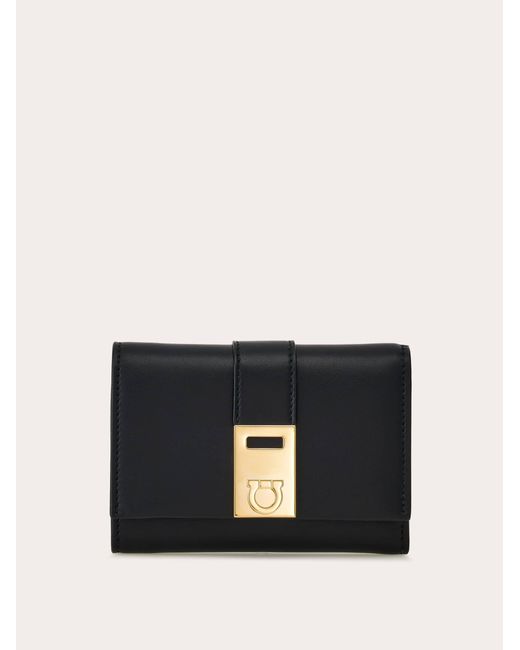 Ferragamo Black Hug Compact Two-tone Wallet