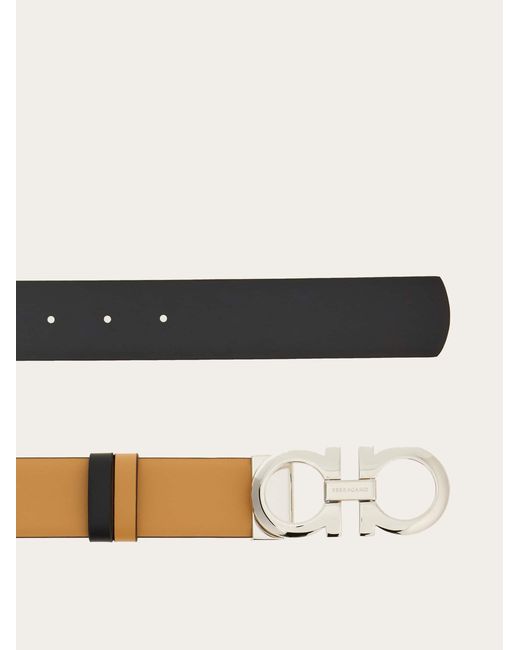 Ferragamo Natural Reversible And Adjustable Gancini Belt