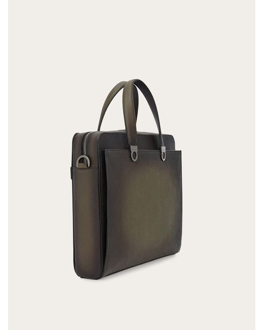 Ferragamo Black Gancini Briefcase for men