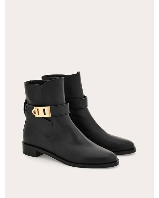 Ferragamo Black Hug Buckle Ankle Boot