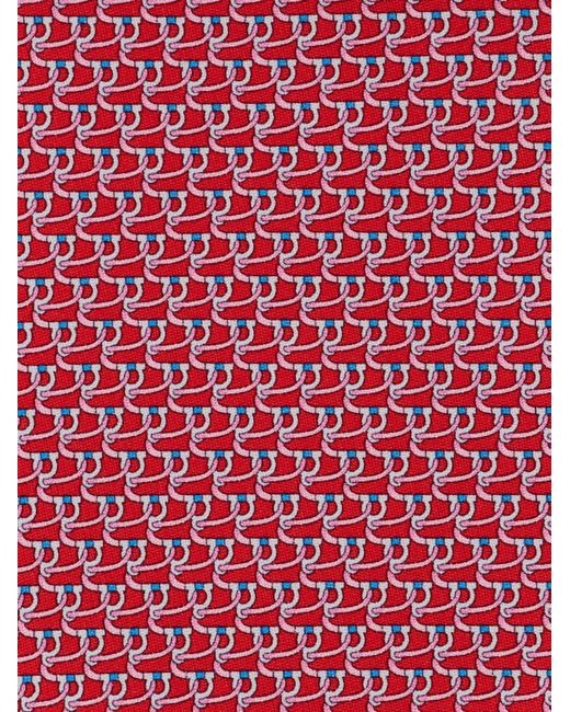 Ferragamo Pink Gancini Tricot Print Silk Tie for men