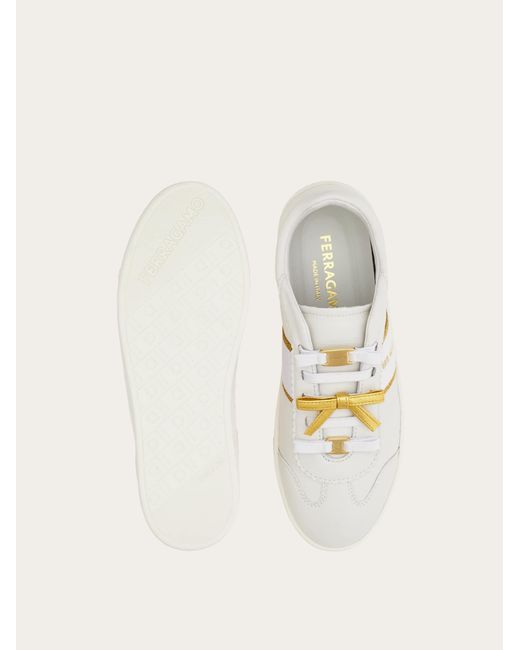 Ferragamo White Sneakers With Mini Bow Detail