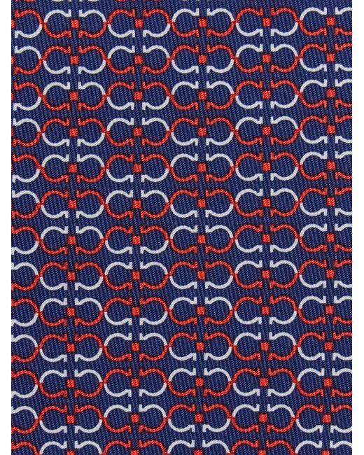 Ferragamo Purple Gancini Print Silk Tie for men