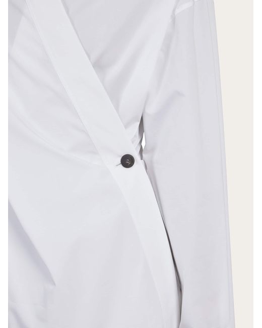 Ferragamo White Damen Bluse mit asymmetrischem Verschluss