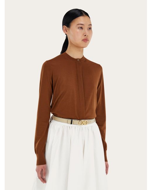 Ferragamo Natural Adjustable And Reversible Gancini Belt