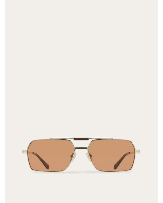 Ferragamo Natural Rectangular Frame Sunglasses for men