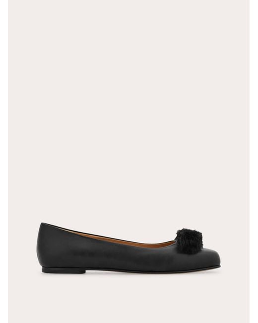 Ferragamo Black Vara Ballet Flat
