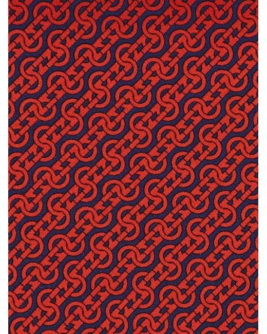 Ferragamo Red Woven Print Silk Tie for men