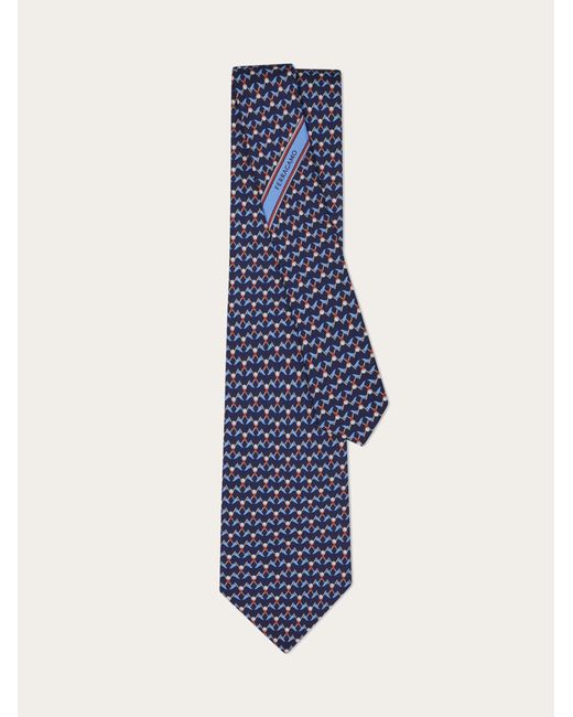 Ferragamo Blue Club Print Silk Tie for men