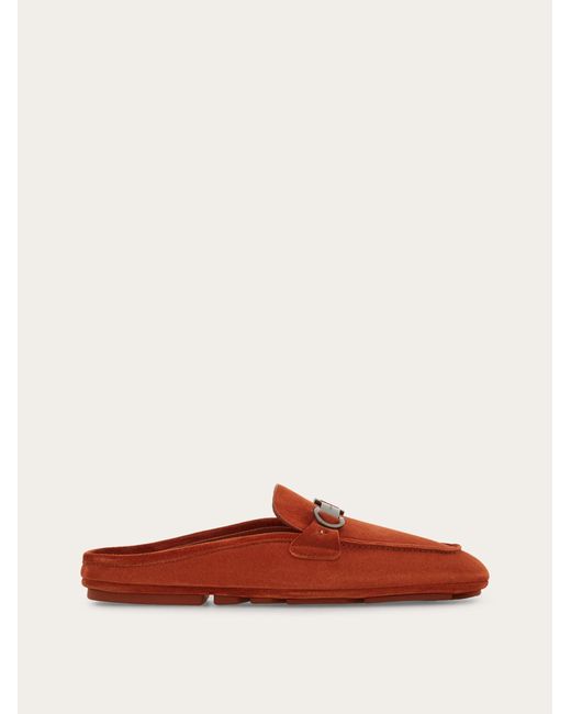 Ferragamo Red Mule With Gancini Ornament for men