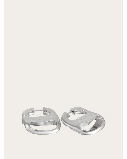 Ferragamo White Vara Earrings (L)