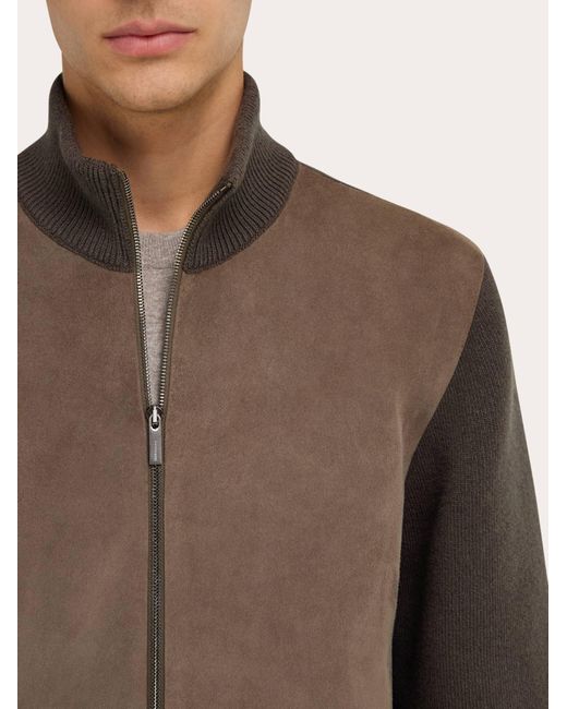 Ferragamo Brown Blouson With Leather Inserts for men