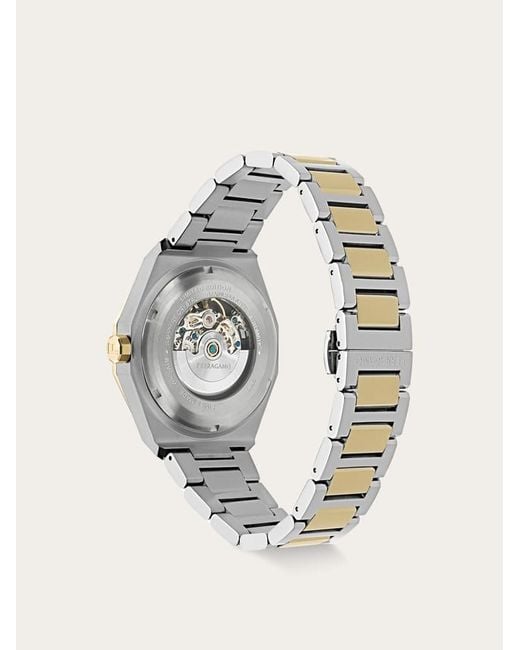 Ferragamo Metallic Edge Skeleton Watch for men