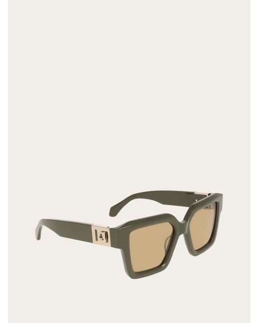 Ferragamo Natural Rectangular Frame Sunglasses