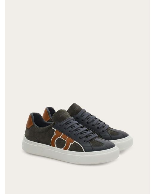 Ferragamo White Gancini Sneaker for men