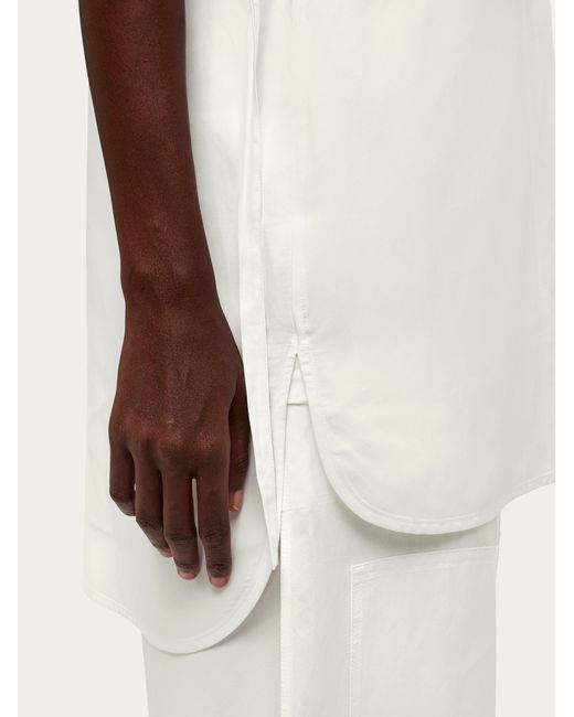 Ferragamo White Damen Bluse Mit Kragen Aus Kunstleder Weiß