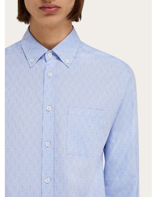 Ferragamo Blue Monogram Shirt for men