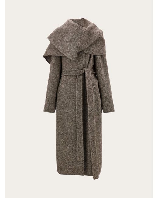 Ferragamo Gray Oversize Asymmetrical Coat
