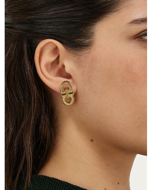 Ferragamo Natural Double Gancini Earrings