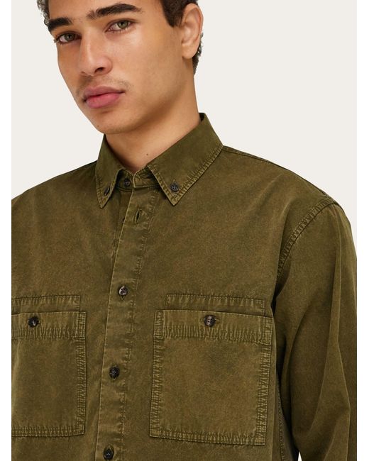 Ferragamo Green Button Down Work Shirt for men