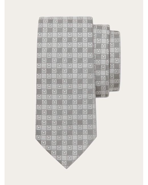 Ferragamo Gray Gancini Jacquard Tie for men