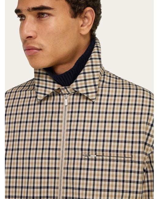 Ferragamo Blue Check Bomber Jacket for men