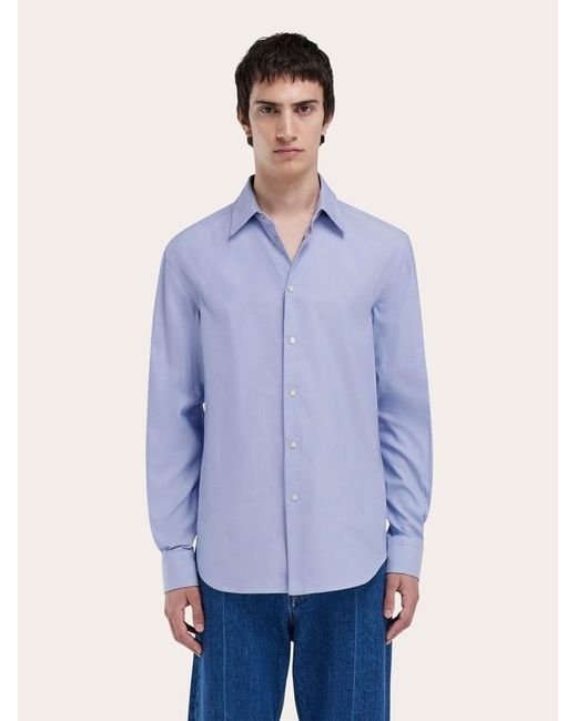 Ferragamo Blue Oxford Shirt for men